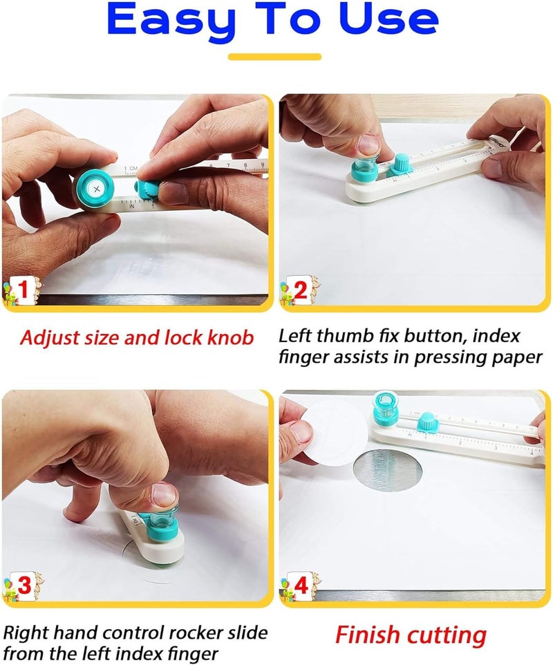 Othaim أداة قطع الدائرة للحرف الورقية - قاطع دوار لقص الدوائر لعمل الألبومات، صنع بطاقات، الفن والحرف اليدوية، يناسب الدوائر ذات نصف القطر بين 0.6"-4" - Image 3